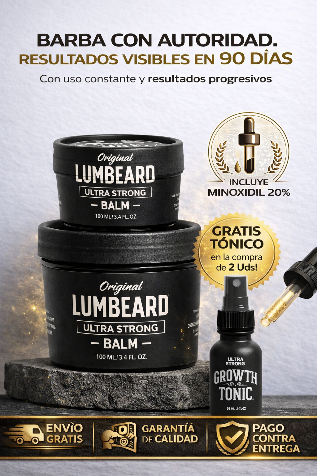 BALSAMO PARA CRECIMIENTO DE BARBA Y BIGOTE ULTRA FUERTE MINOXIDIL 20% CELULAS MADRE Y PEPTIDOS  BIOTECNOLOGICOS